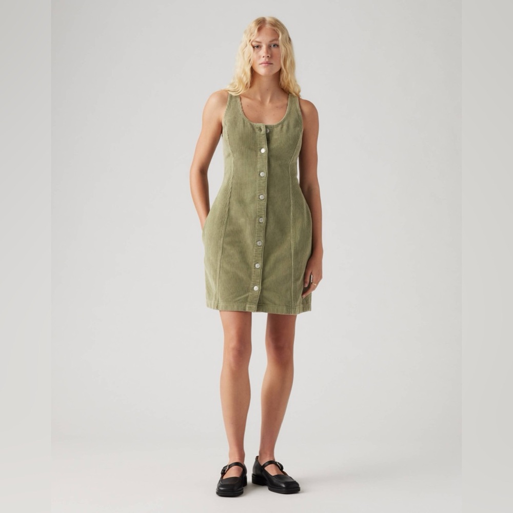 Levi's TULI CORDUROY MINI DRESS Green Size Small